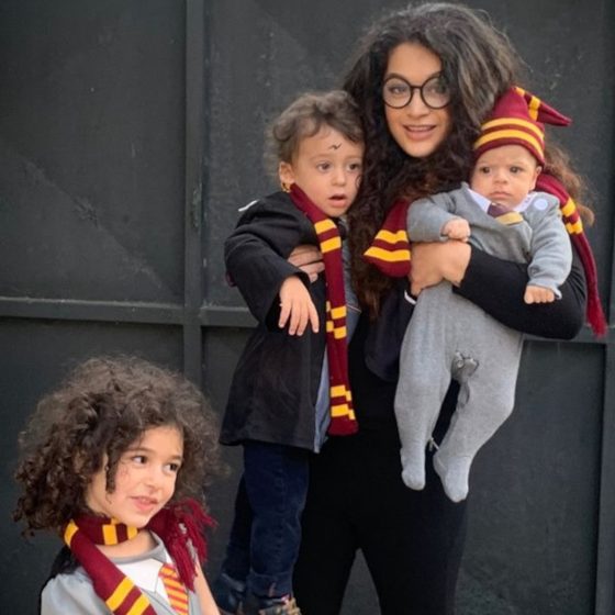 Pinar Yanardag with her children in Harry Potter costumes on Halloween
